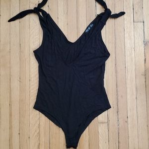 Black V-neck Bodysuit - Nasty Gal